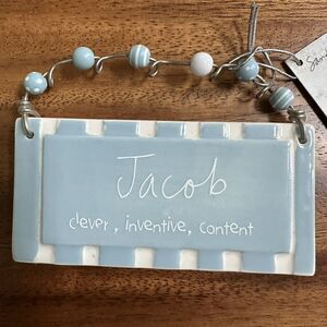 Department 56 Sandra Magsamen Boys Name Tag Ornament Decor Ceramic Plaque JACOB